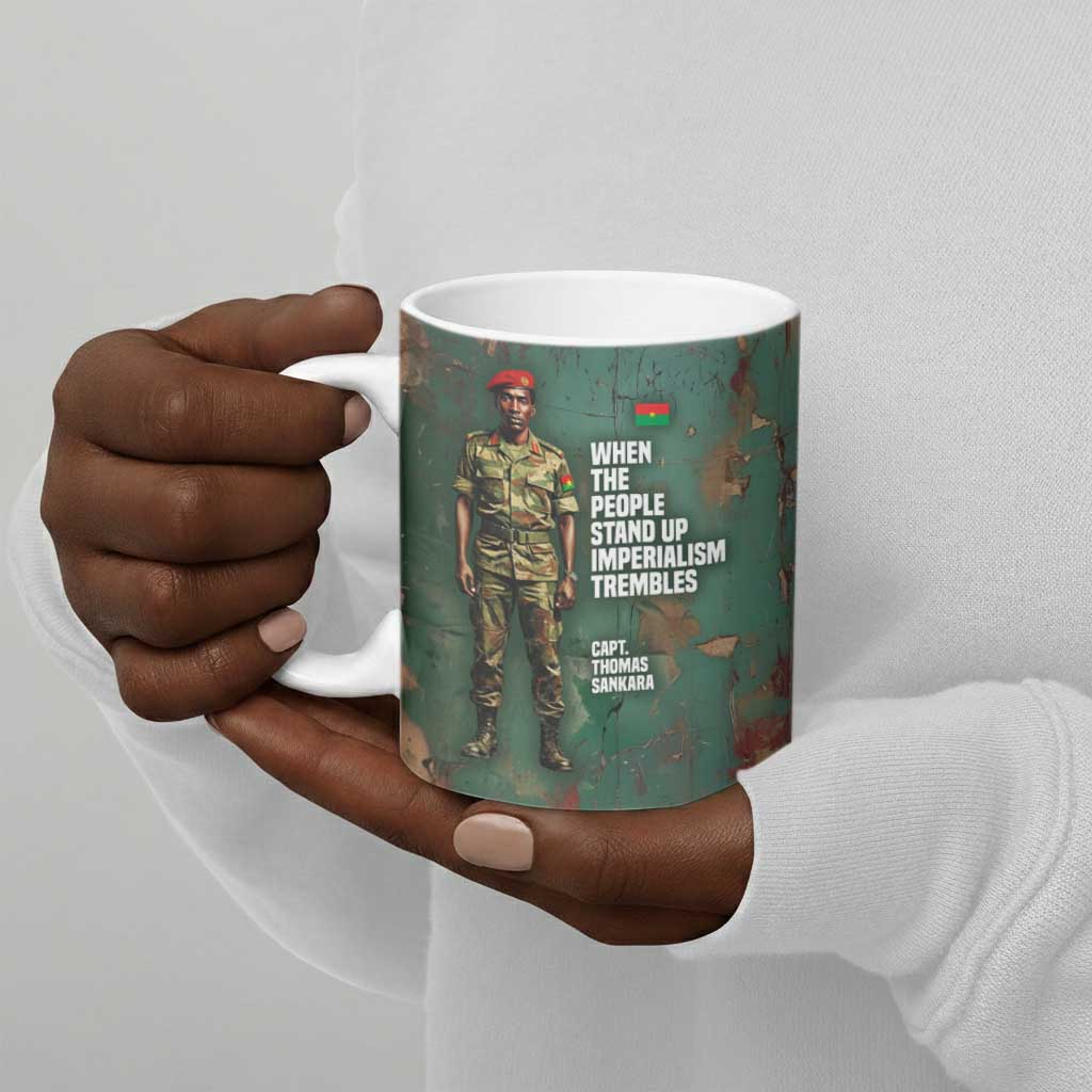 Burkina Faso Thomas Sankara Ceramic Mug with Military Stance and Anti-Imperialist Quote Tribute Design - African Pride