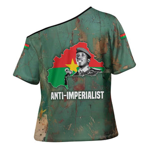 Burkina Faso Thomas Sankara Cross Shoulder Shirt with Military Stance and Anti-Imperialist Quote Tribute Design - African Pride