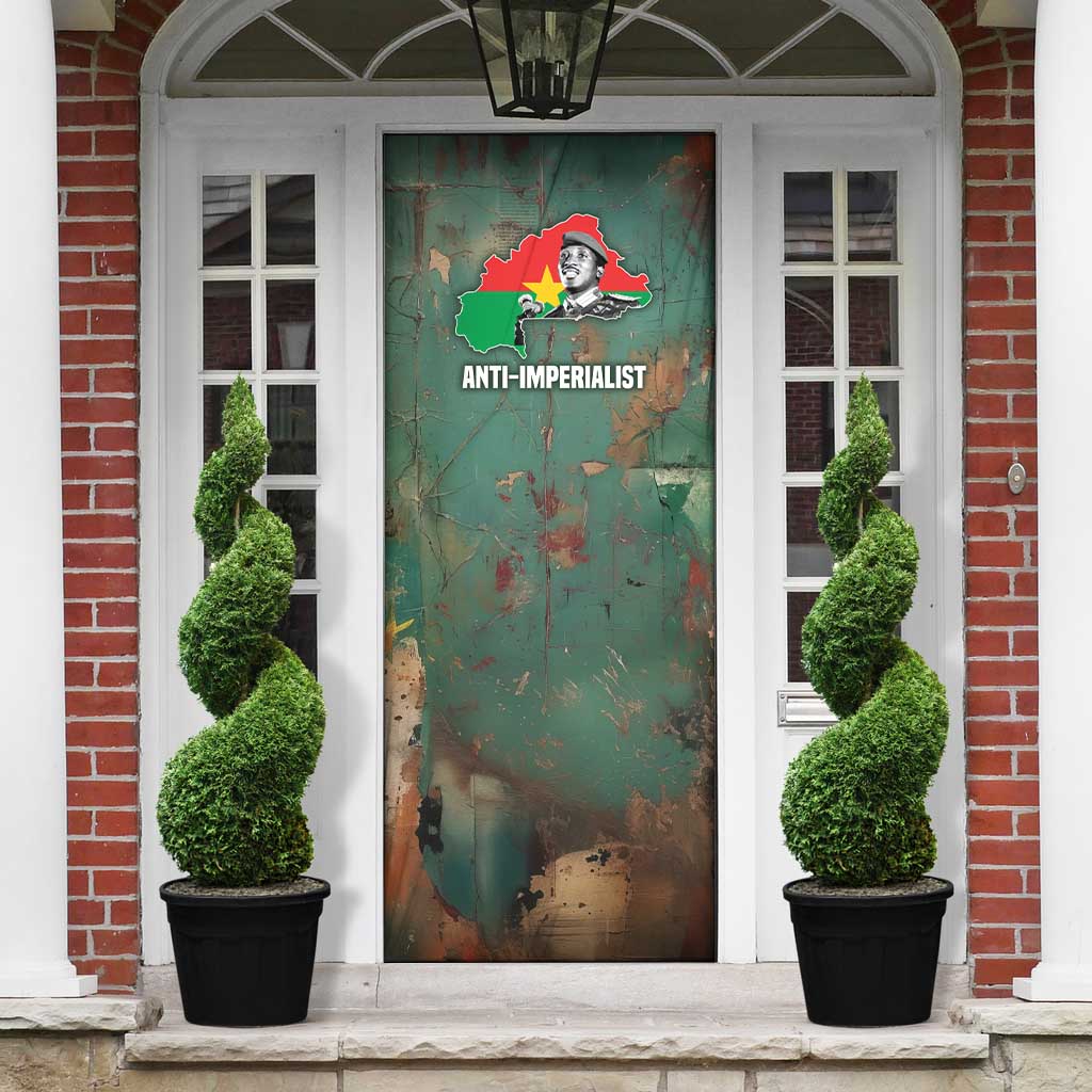 Burkina Faso Thomas Sankara Door Cover with Military Stance and Anti-Imperialist Quote Tribute Design - African Pride