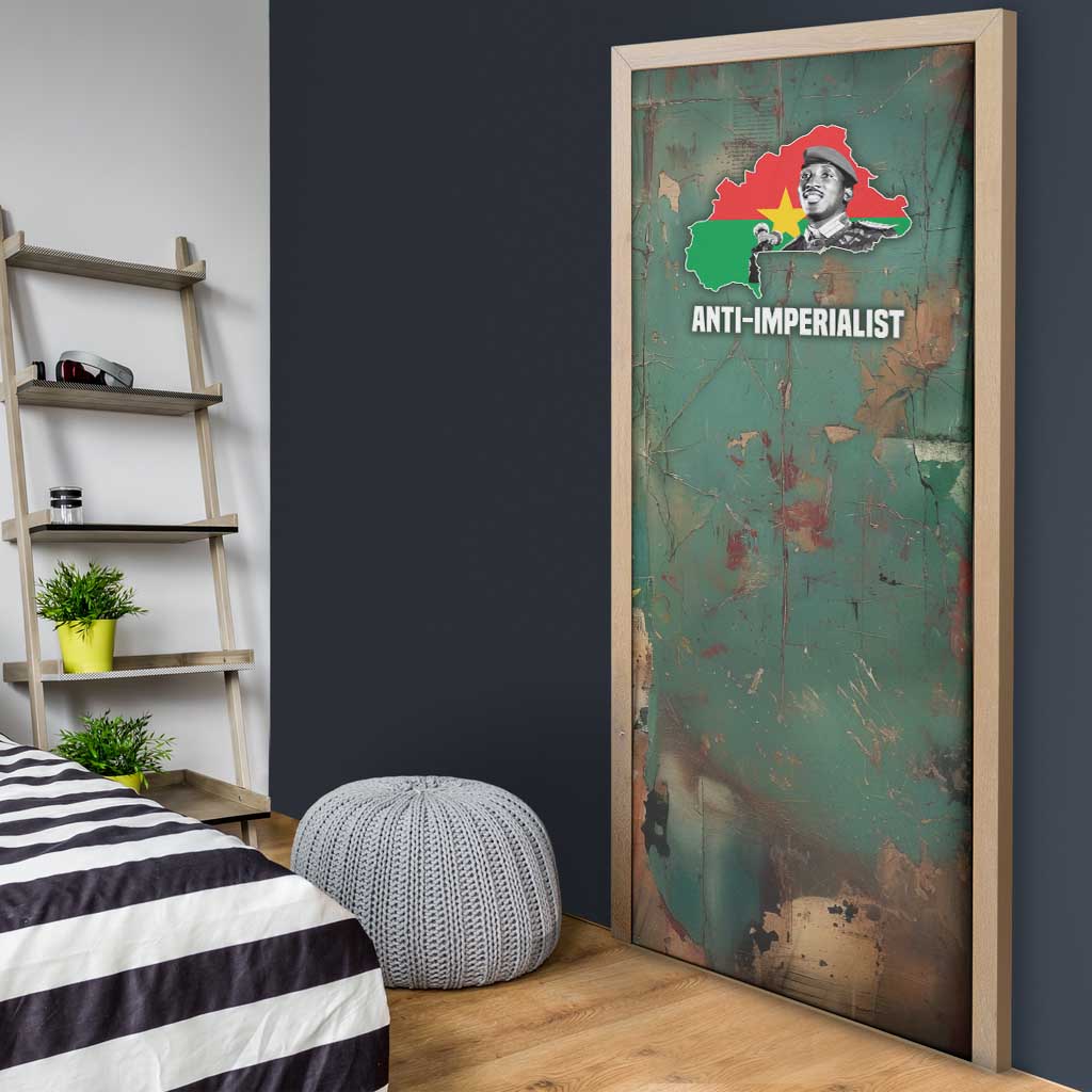 Burkina Faso Thomas Sankara Door Cover with Military Stance and Anti-Imperialist Quote Tribute Design - African Pride