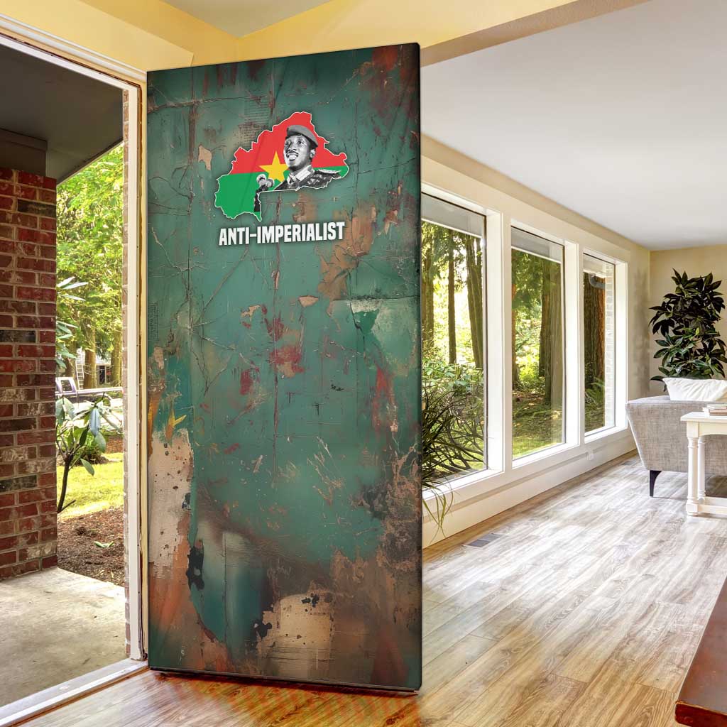 Burkina Faso Thomas Sankara Door Cover with Military Stance and Anti-Imperialist Quote Tribute Design - African Pride