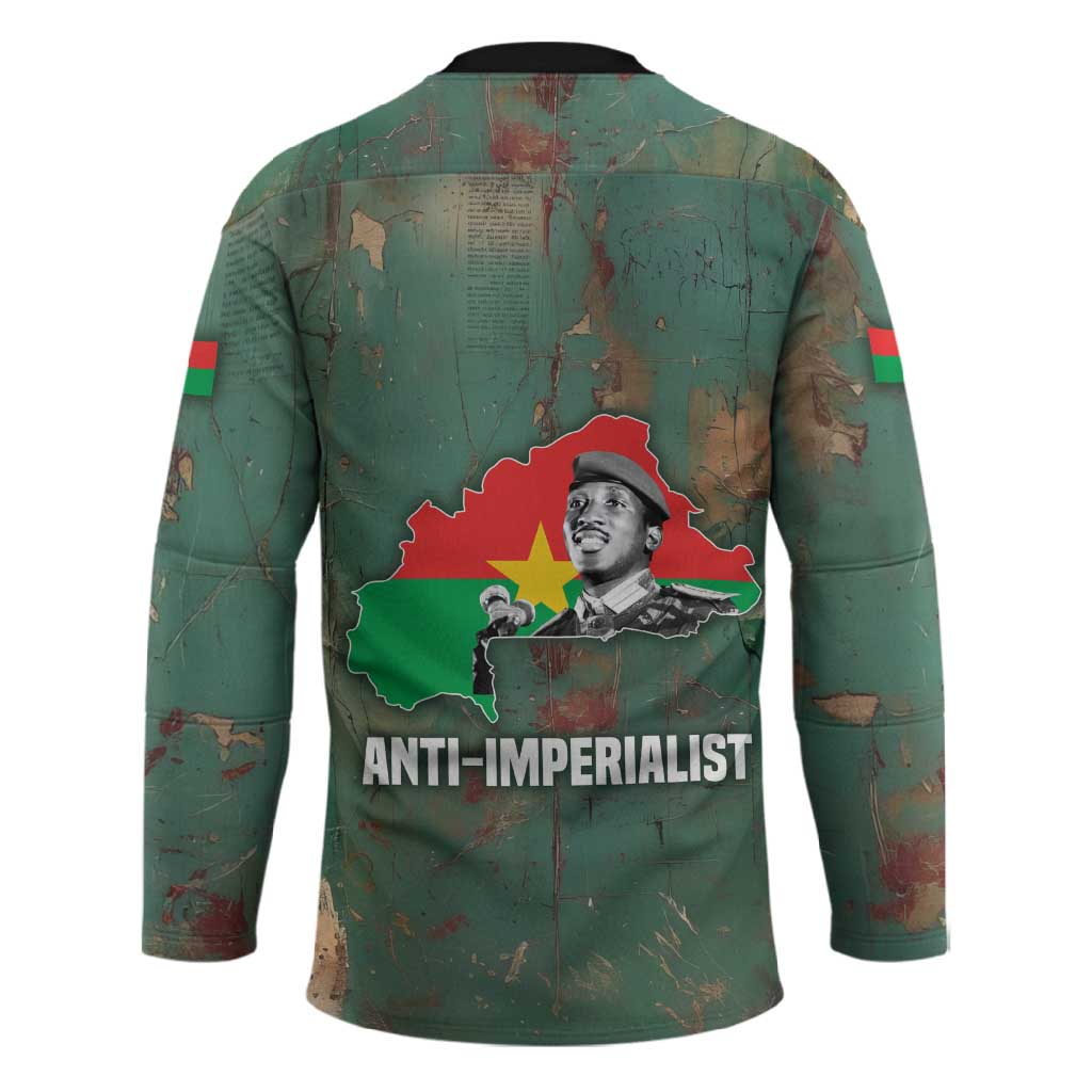 Burkina Faso Thomas Sankara Hockey Jersey with Military Stance and Anti-Imperialist Quote Tribute Design - African Pride