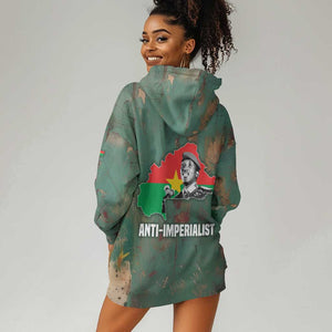 Burkina Faso Thomas Sankara Hoodie Dress with Military Stance and Anti-Imperialist Quote Tribute Design - African Pride