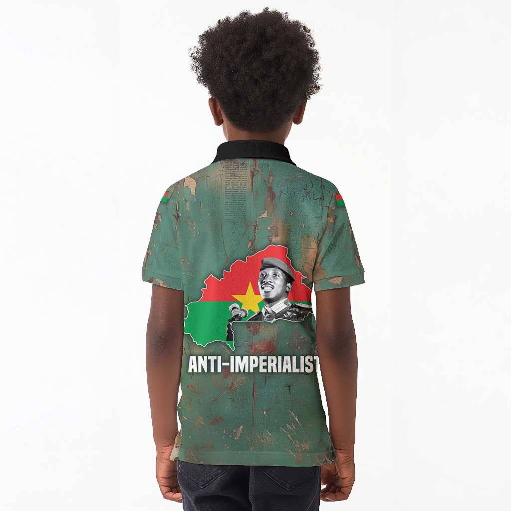 Burkina Faso Thomas Sankara Kid Polo Shirt with Military Stance and Anti-Imperialist Quote Tribute Design - African Pride