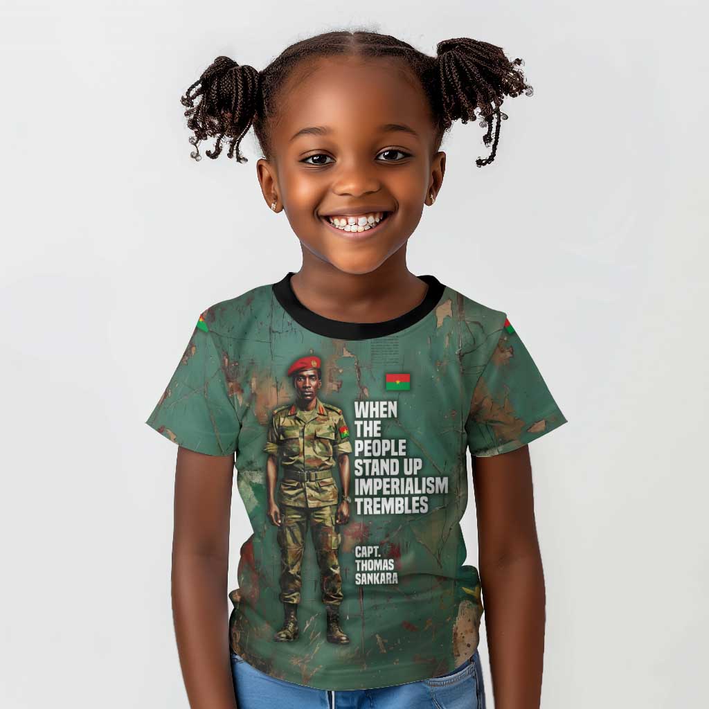 Burkina Faso Thomas Sankara Kid T shirt with Military Stance and Anti-Imperialist Quote Tribute Design - African Pride