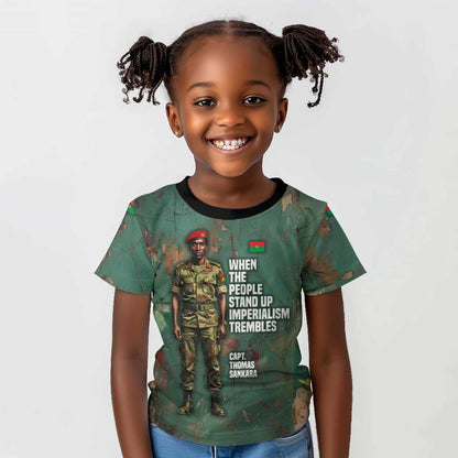 Burkina Faso Thomas Sankara Kid T shirt with Military Stance and Anti-Imperialist Quote Tribute Design - African Pride