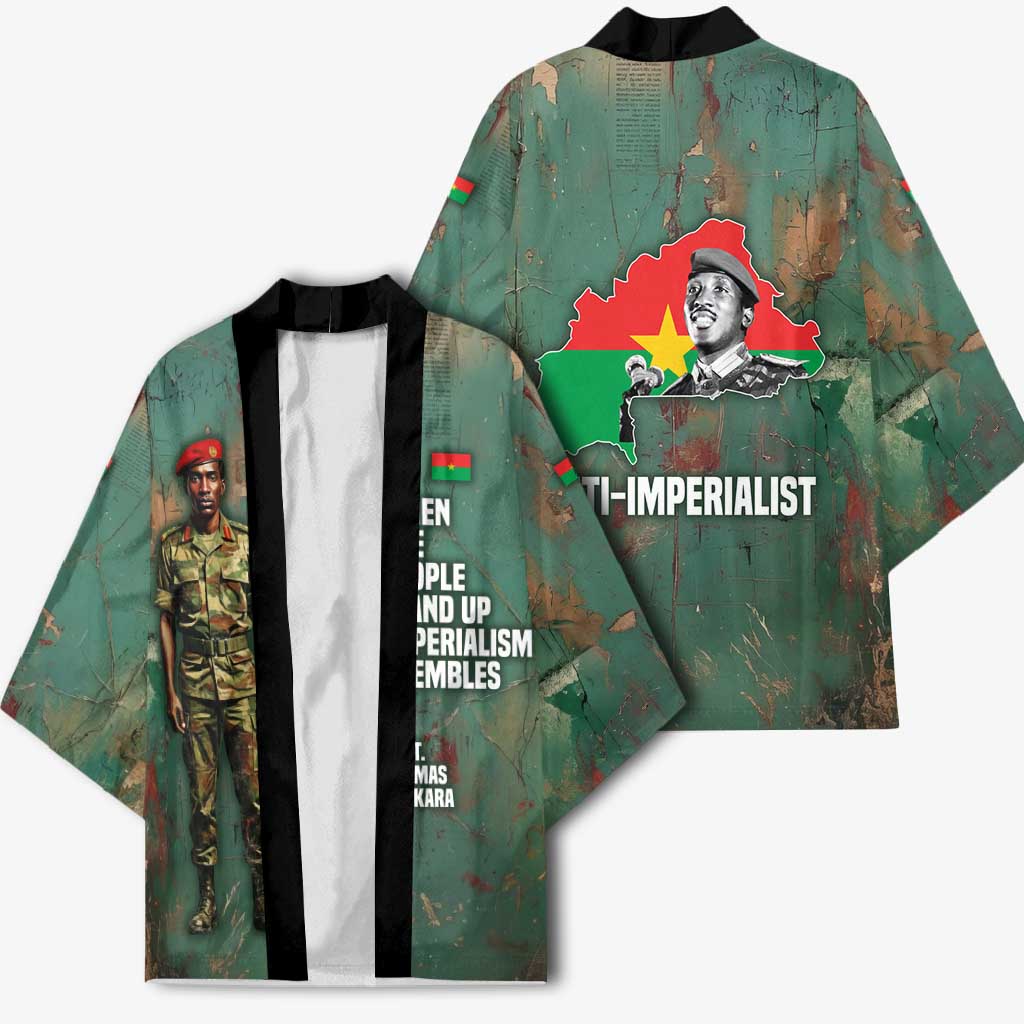 Burkina Faso Thomas Sankara Kimono with Military Stance and Anti-Imperialist Quote Tribute Design - African Pride