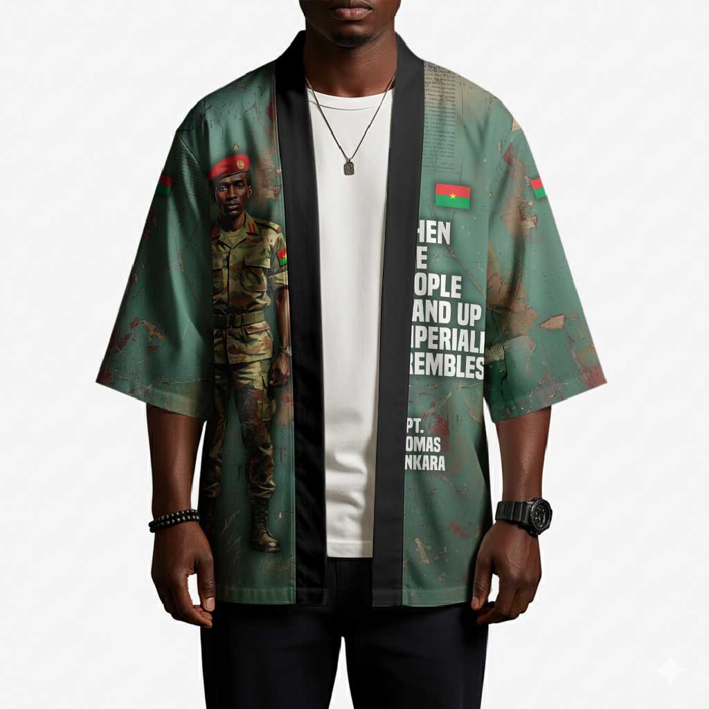 Burkina Faso Thomas Sankara Kimono with Military Stance and Anti-Imperialist Quote Tribute Design - African Pride