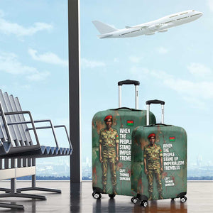 Burkina Faso Thomas Sankara Luggage Cover with Military Stance and Anti-Imperialist Quote Tribute Design - African Pride