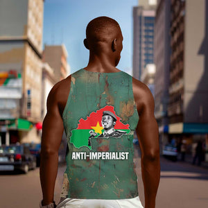 Burkina Faso Thomas Sankara Men Tank Top with Military Stance and Anti-Imperialist Quote Tribute Design - African Pride
