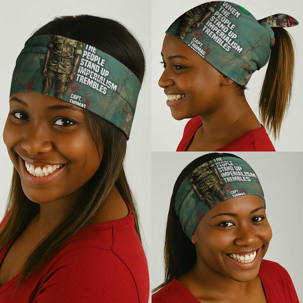 Burkina Faso Thomas Sankara Neck Gaiter with Military Stance and Anti-Imperialist Quote Tribute Design - African Pride