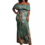 Burkina Faso Thomas Sankara Off Shoulder Maxi Dress with Military Stance and Anti-Imperialist Quote Tribute Design - African Pride