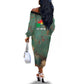 Burkina Faso Thomas Sankara Off The Shoulder Long Sleeve Dress with Military Stance and Anti-Imperialist Quote Tribute Design - African Pride