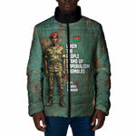 Burkina Faso Thomas Sankara Padded Jacket with Military Stance and Anti-Imperialist Quote Tribute Design - African Pride