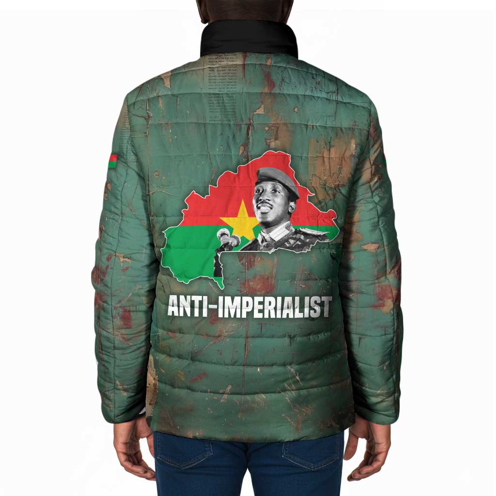 Burkina Faso Thomas Sankara Padded Jacket with Military Stance and Anti-Imperialist Quote Tribute Design - African Pride