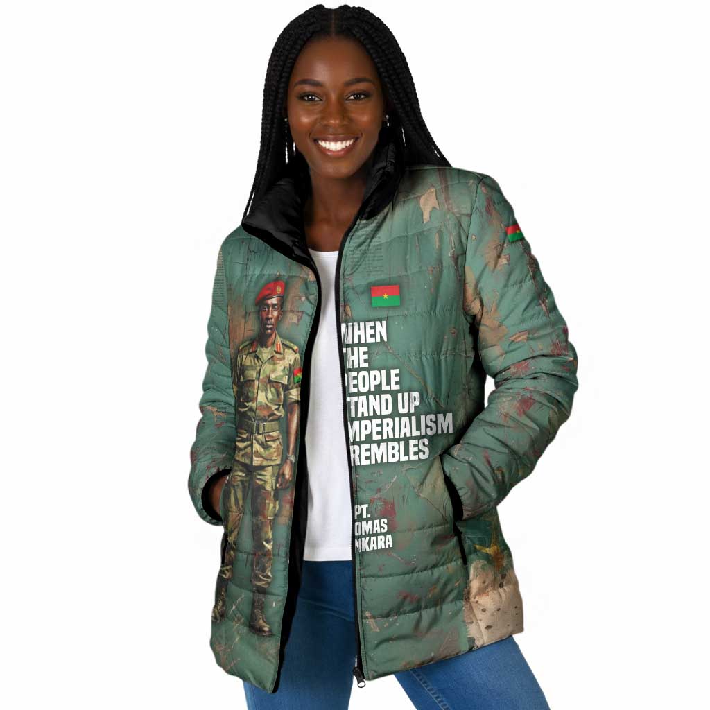 Burkina Faso Thomas Sankara Padded Jacket with Military Stance and Anti-Imperialist Quote Tribute Design - African Pride