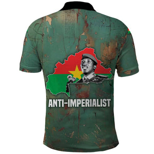 Burkina Faso Thomas Sankara Polo Shirt with Military Stance and Anti-Imperialist Quote Tribute Design - African Pride