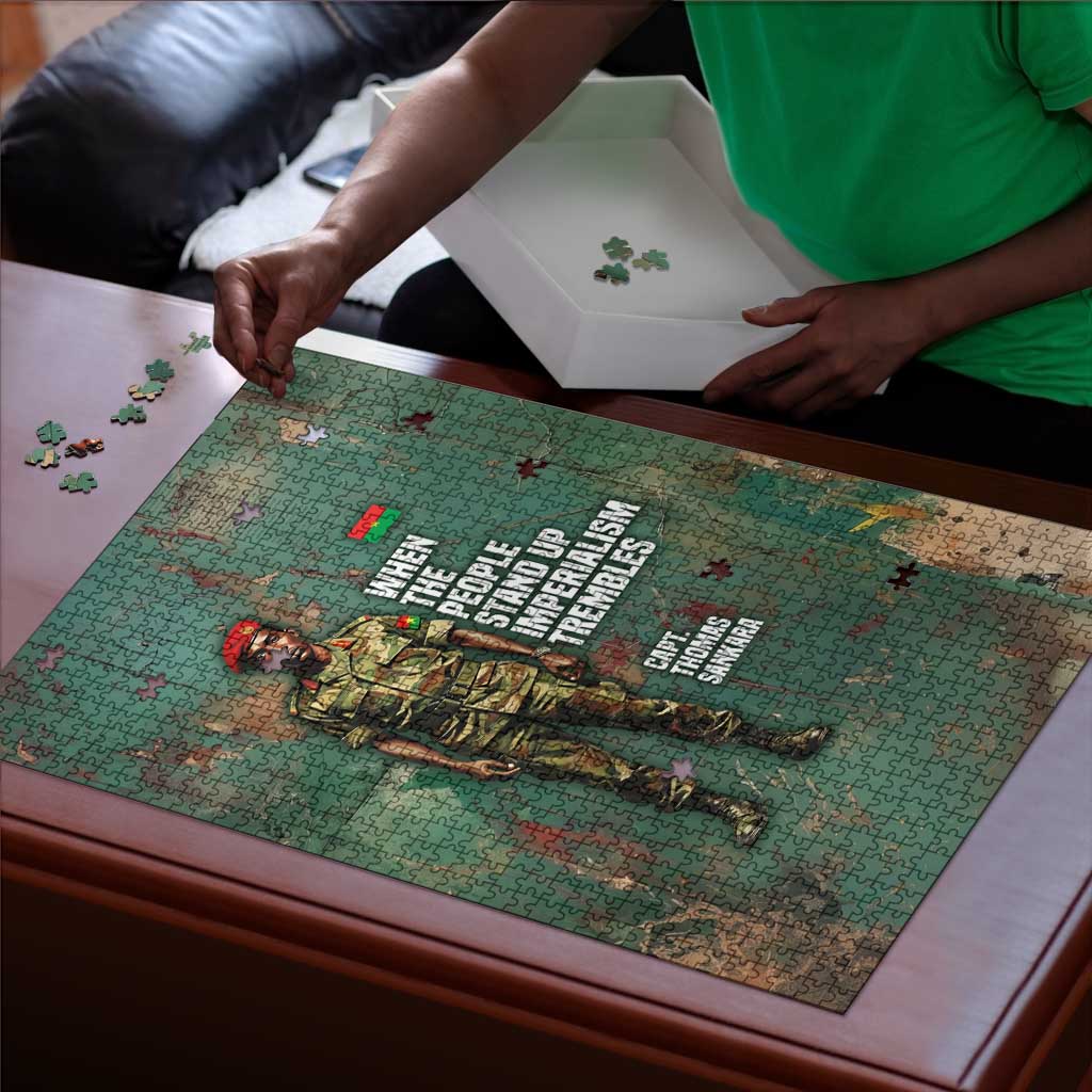 Burkina Faso Thomas Sankara Puzzle with Military Stance and Anti-Imperialist Quote Tribute Design - African Pride