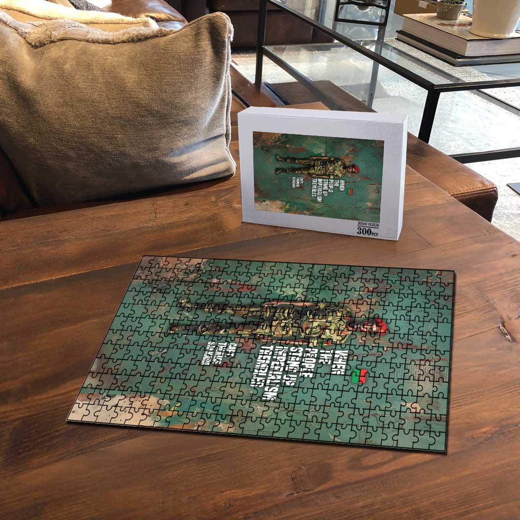 Burkina Faso Thomas Sankara Puzzle with Military Stance and Anti-Imperialist Quote Tribute Design - African Pride