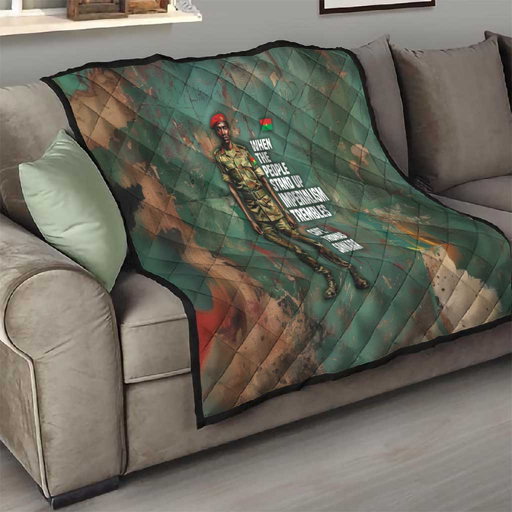 Burkina Faso Thomas Sankara Quilt with Military Stance and Anti-Imperialist Quote Tribute Design - African Pride
