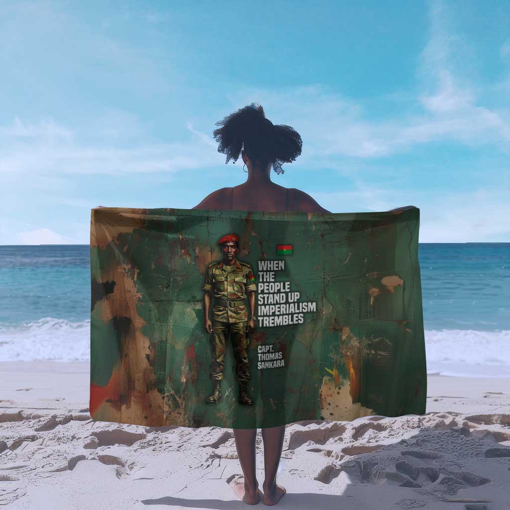 Burkina Faso Thomas Sankara Sarong with Military Stance and Anti-Imperialist Quote Tribute Design - African Pride