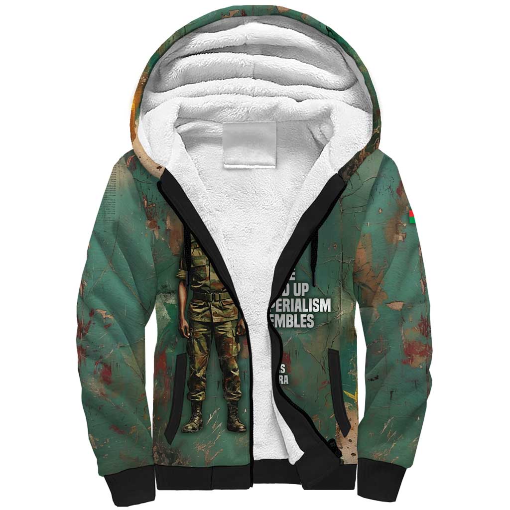 Burkina Faso Thomas Sankara Sherpa Hoodie with Military Stance and Anti-Imperialist Quote Tribute Design - African Pride