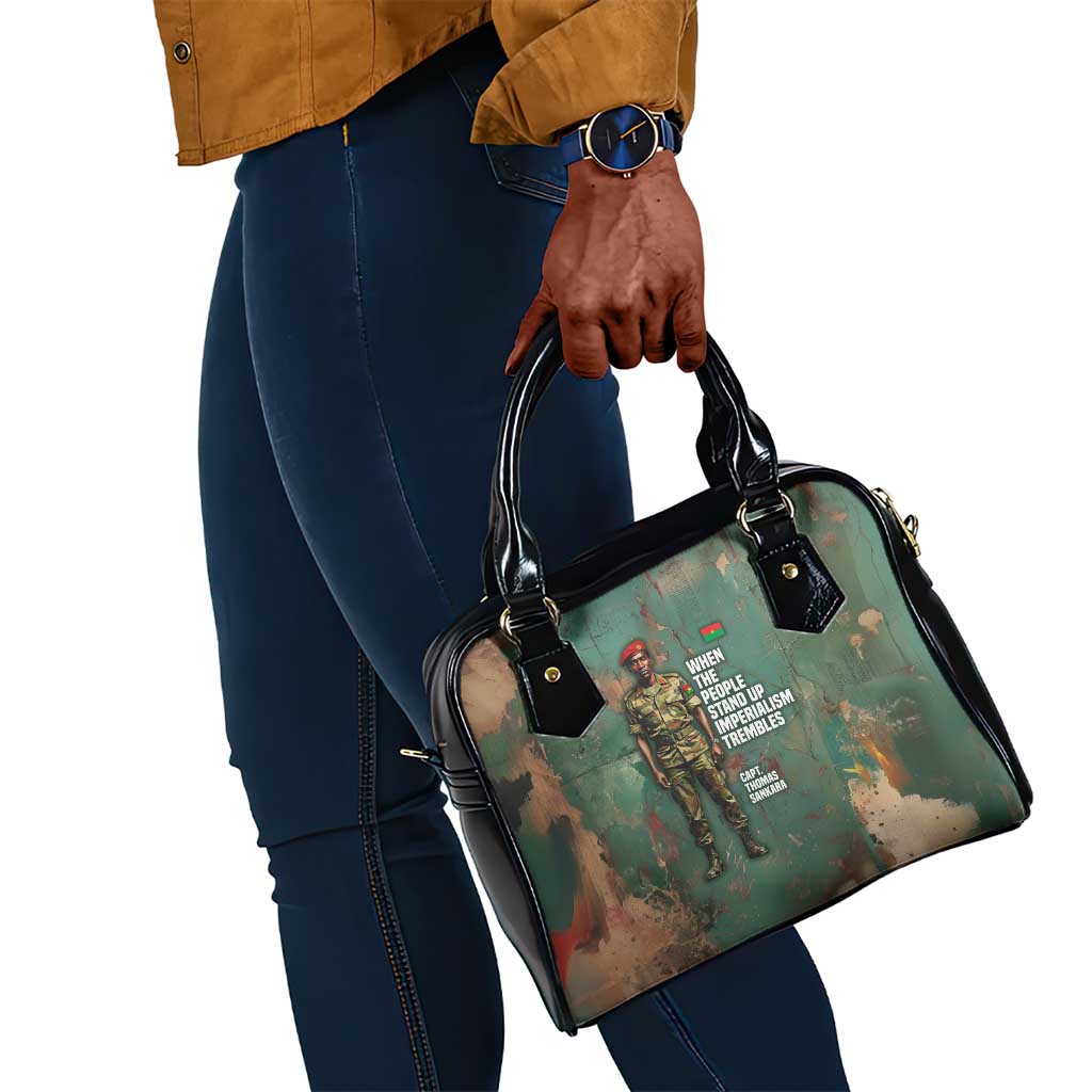 Burkina Faso Thomas Sankara Shoulder Handbag with Military Stance and Anti-Imperialist Quote Tribute Design - African Pride