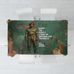 Burkina Faso Thomas Sankara Tablecloth with Military Stance and Anti-Imperialist Quote Tribute Design - African Pride