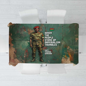 Burkina Faso Thomas Sankara Tablecloth with Military Stance and Anti-Imperialist Quote Tribute Design - African Pride