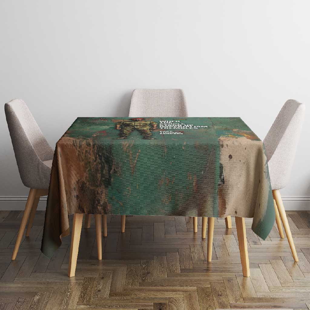 Burkina Faso Thomas Sankara Tablecloth with Military Stance and Anti-Imperialist Quote Tribute Design - African Pride