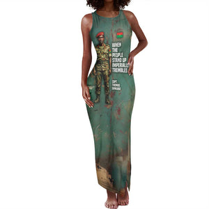Burkina Faso Thomas Sankara Tank Maxi Dress with Military Stance and Anti-Imperialist Quote Tribute Design - African Pride