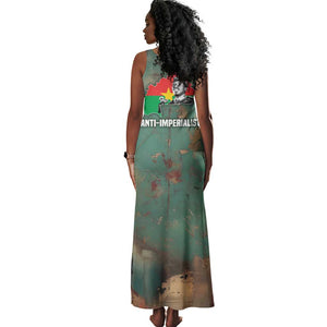 Burkina Faso Thomas Sankara Tank Maxi Dress with Military Stance and Anti-Imperialist Quote Tribute Design - African Pride