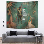 Burkina Faso Thomas Sankara Tapestry with Military Stance and Anti-Imperialist Quote Tribute Design - African Pride