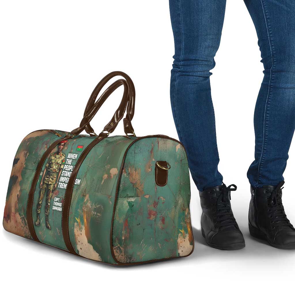 Burkina Faso Thomas Sankara Travel Bag with Military Stance and Anti-Imperialist Quote Tribute Design - African Pride