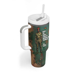 Burkina Faso Thomas Sankara Tumbler With Handle with Military Stance and Anti-Imperialist Quote Tribute Design - African Pride