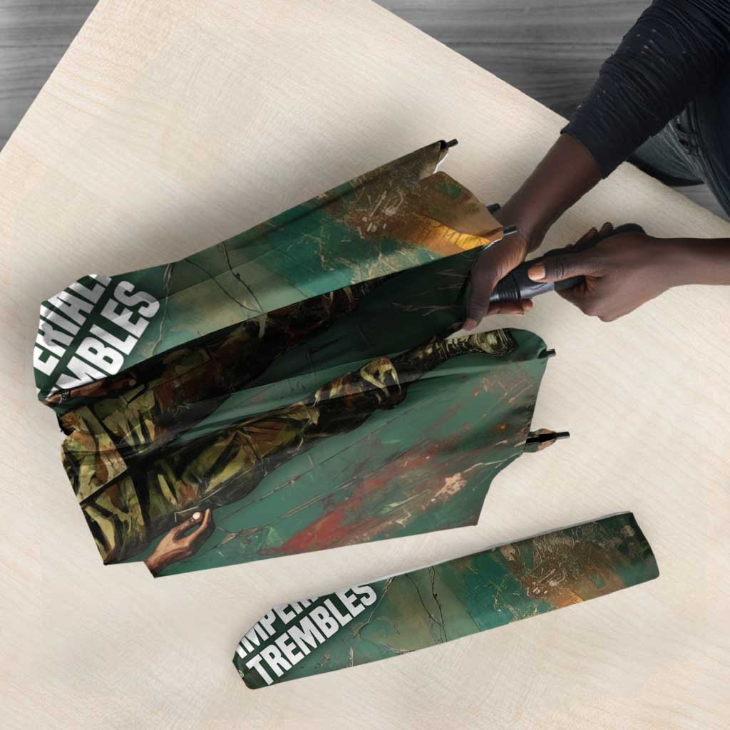 Burkina Faso Thomas Sankara Umbrella with Military Stance and Anti-Imperialist Quote Tribute Design - African Pride