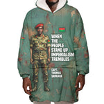 Burkina Faso Thomas Sankara Wearable Blanket Hoodie with Military Stance and Anti-Imperialist Quote Tribute Design - African Pride