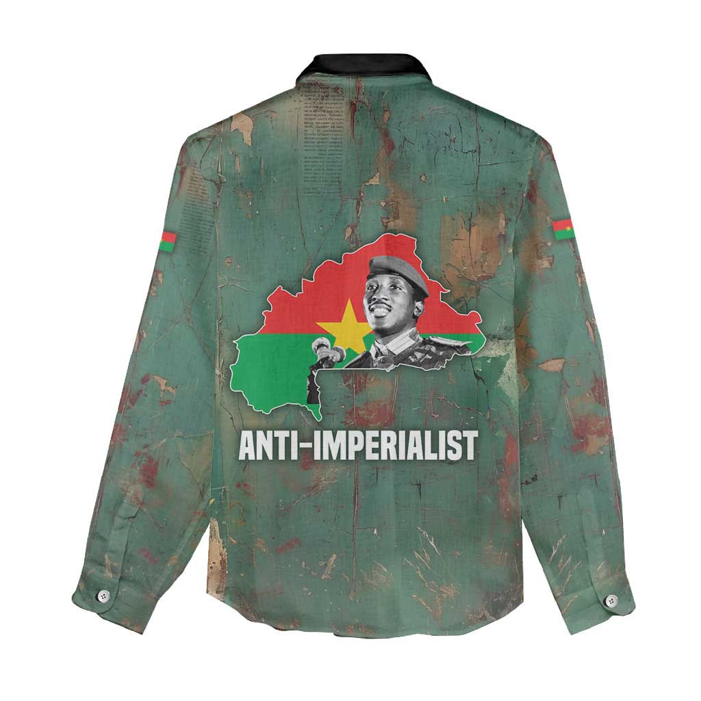 Burkina Faso Thomas Sankara Women Casual Shirt with Military Stance and Anti-Imperialist Quote Tribute Design - African Pride