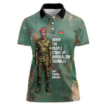 Burkina Faso Thomas Sankara Women Polo Shirt with Military Stance and Anti-Imperialist Quote Tribute Design - African Pride