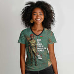 Burkina Faso Thomas Sankara Women V-Neck T-Shirt with Military Stance and Anti-Imperialist Quote Tribute Design - African Pride