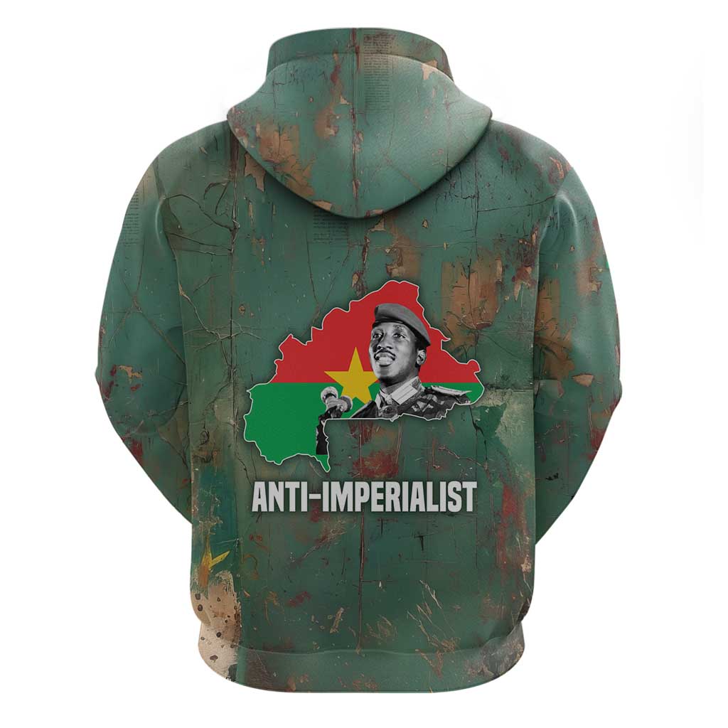 Burkina Faso Thomas Sankara Zip Hoodie with Military Stance and Anti-Imperialist Quote Tribute Design - African Pride