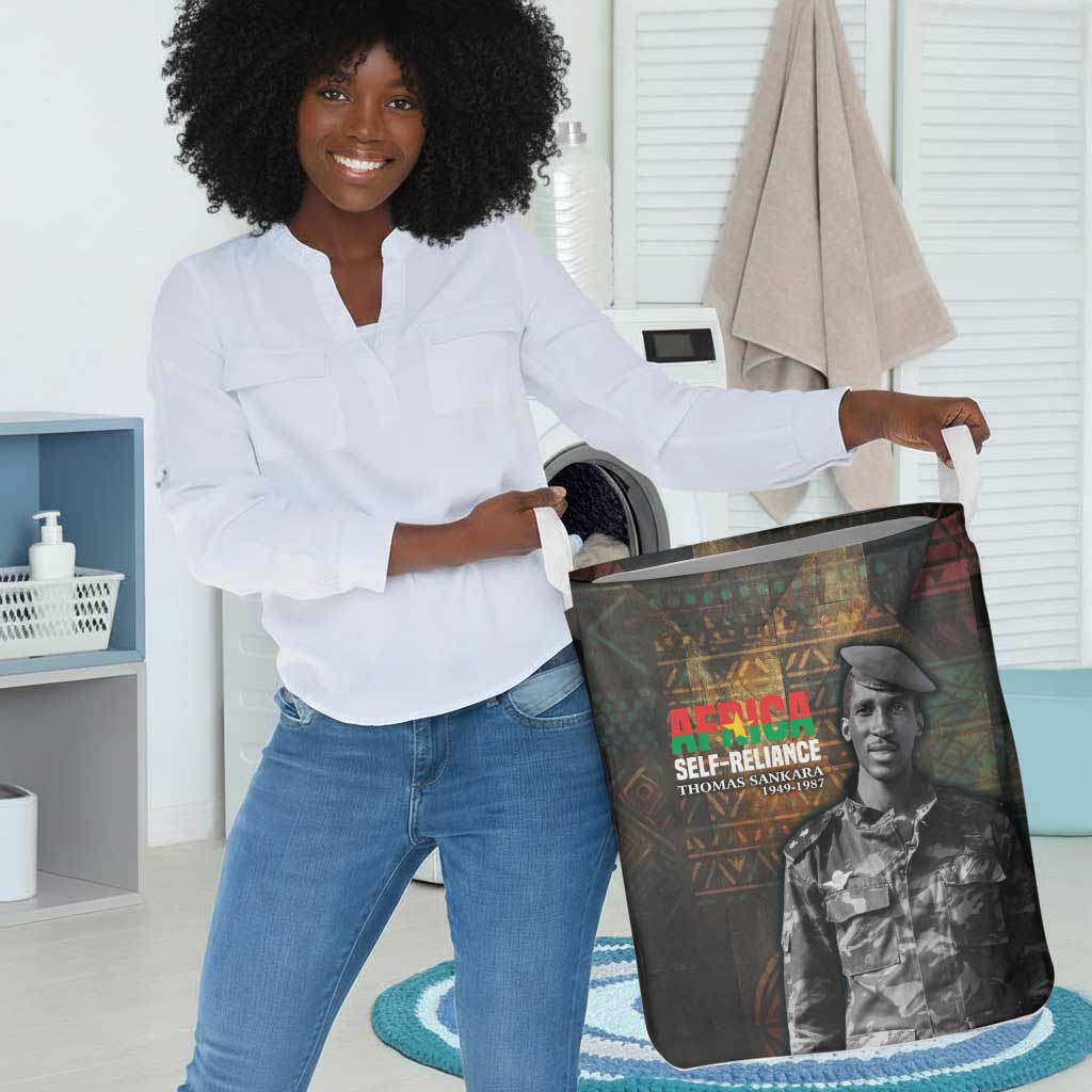 Thomas Sankara Laundry Basket Burkina Faso Africa Self-Reliance Message and Military Portrait - African Pride