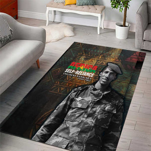 Thomas Sankara Area Rug Burkina Faso Africa Self-Reliance Message and Military Portrait - African Pride