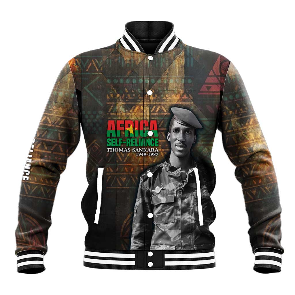 Thomas Sankara Baseball Jacket Burkina Faso Africa Self-Reliance Message and Military Portrait - African Pride