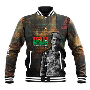 Thomas Sankara Baseball Jacket Burkina Faso Africa Self-Reliance Message and Military Portrait - African Pride