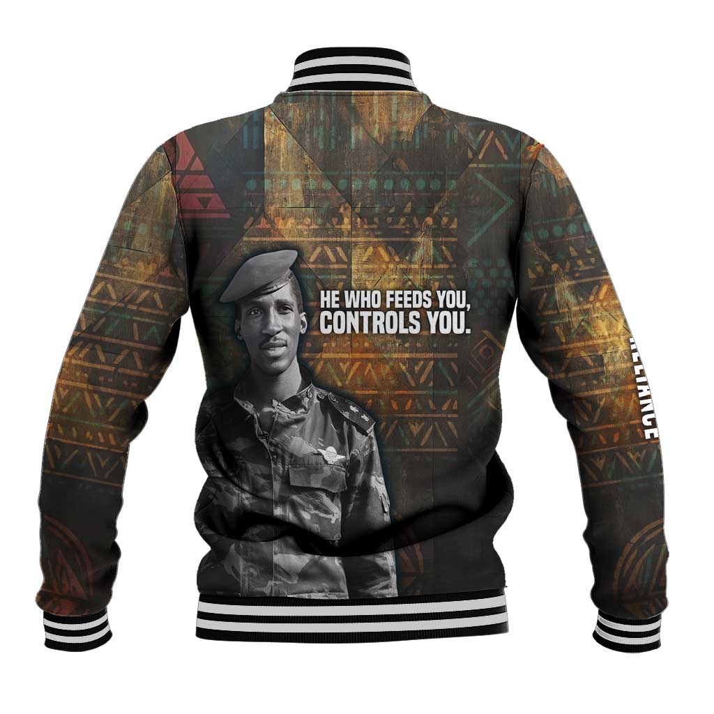 Thomas Sankara Baseball Jacket Burkina Faso Africa Self-Reliance Message and Military Portrait - African Pride