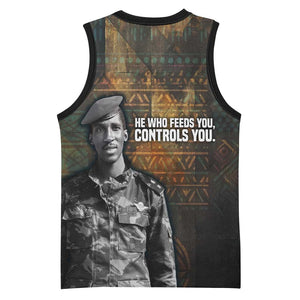 Thomas Sankara Basketball Jersey Burkina Faso Africa Self-Reliance Message and Military Portrait - African Pride