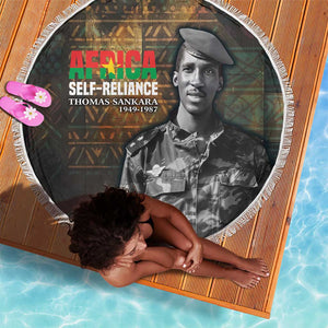 Thomas Sankara Beach Blanket Burkina Faso Africa Self-Reliance Message and Military Portrait - African Pride