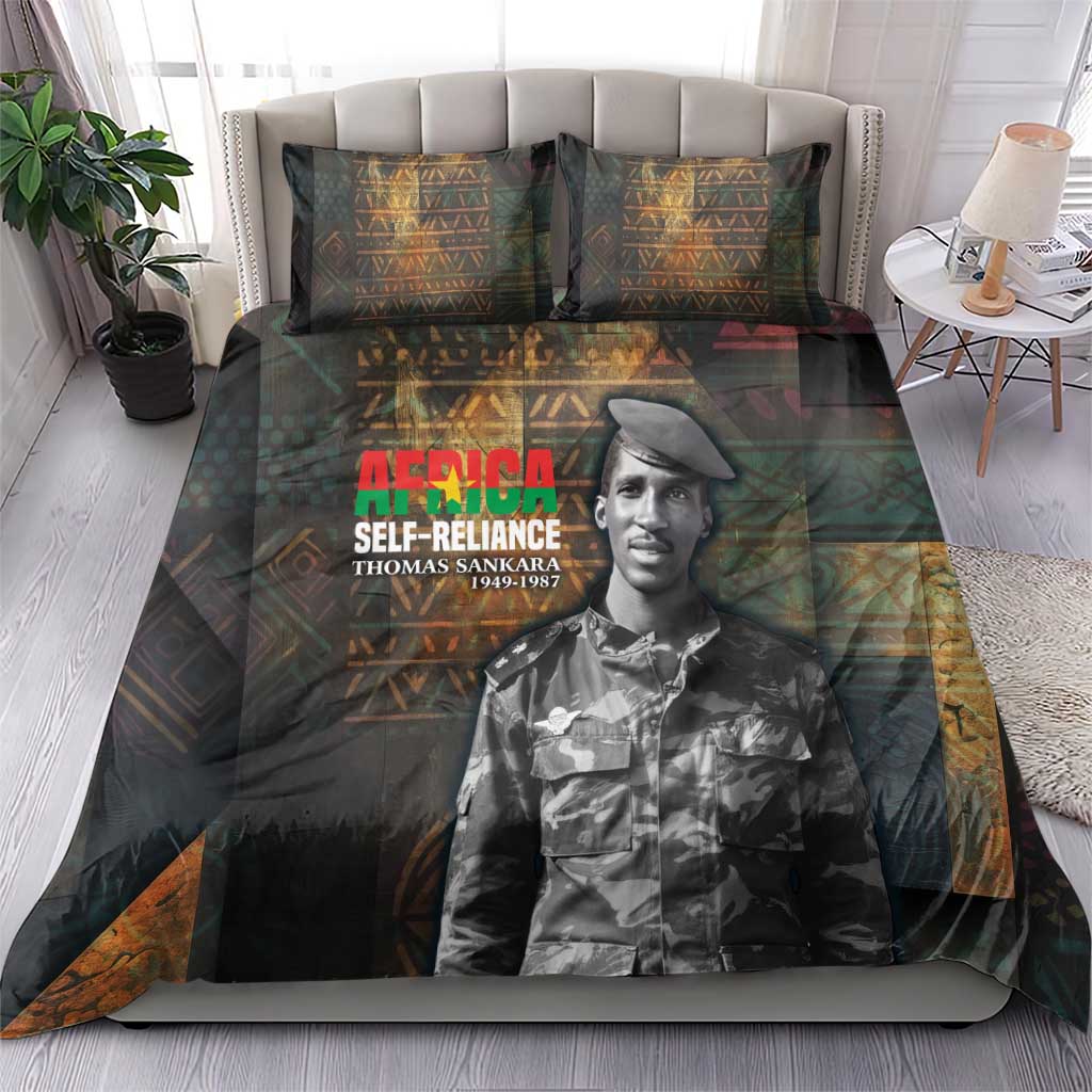 Thomas Sankara Bedding Set Burkina Faso Africa Self-Reliance Message and Military Portrait - African Pride