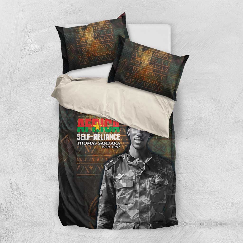 Thomas Sankara Bedding Set Burkina Faso Africa Self-Reliance Message and Military Portrait - African Pride